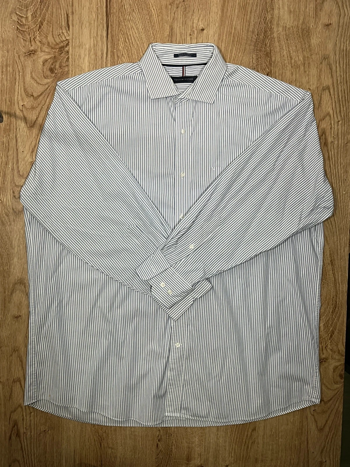 Chemise Tommy Hilfiger Regular Fit XL Chic Rayée Bleu Blanc – photo 2